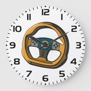 Reloj Redondo Grande Volante de dirección de carreras para jugadores