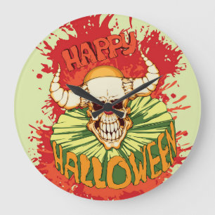 Reloj Redondo Grande Volante de Halloween: tema diabólico del payaso