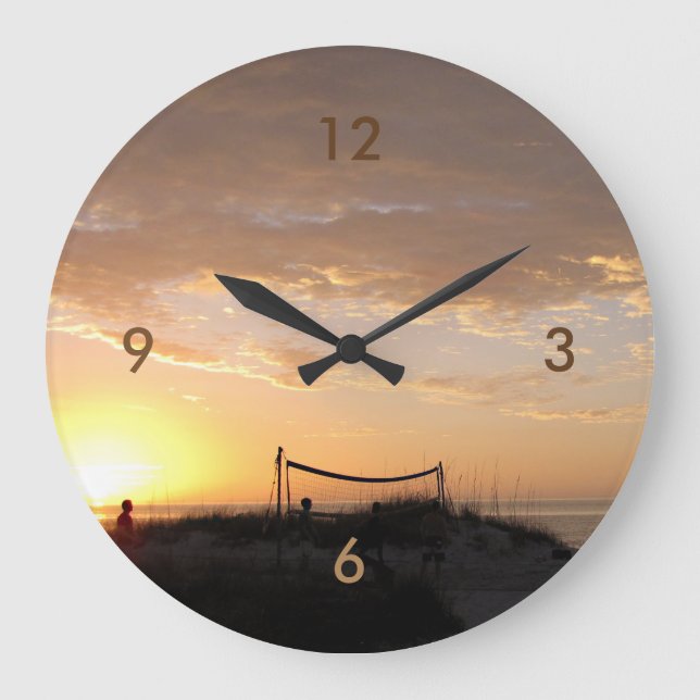 Reloj Redondo Grande Volleball Beach Sunset (Anverso)
