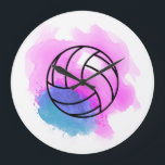 Reloj Redondo Grande Volleyball Watercolor<br><div class="desc">Illustration with volleyball ball theme. Ideal gift for volleyball fans.</div>