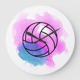 Reloj Redondo Grande Volleyball Watercolor