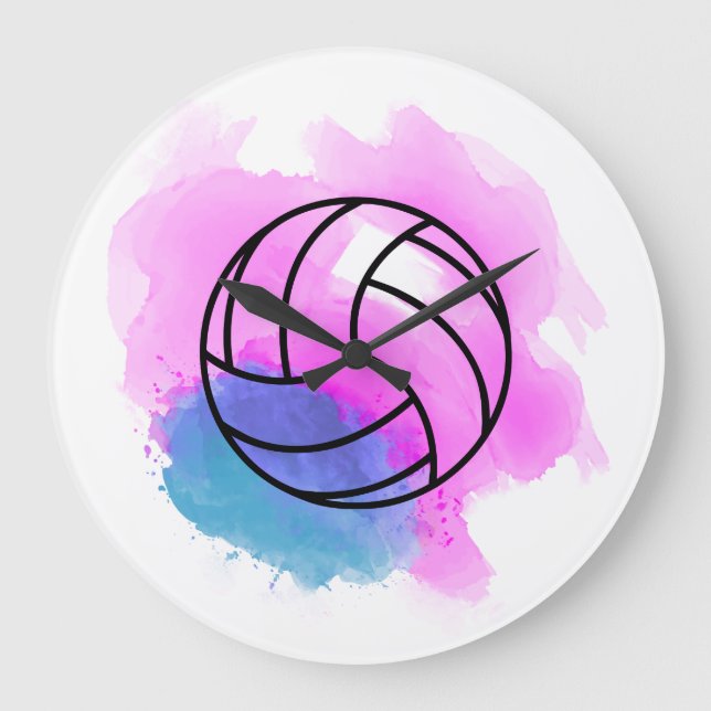 Reloj Redondo Grande Volleyball Watercolor (Anverso)