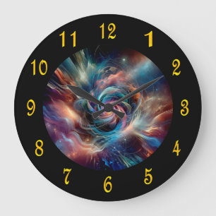 Reloj Redondo Grande Vórtice de incendio espiral ~ Portal de tiempo ~Má
