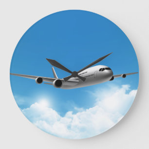 Reloj Redondo Grande Vuelo del jet en el cielo