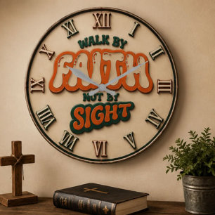 Reloj Redondo Grande Walk by Faith Not by Sight Christian Bible Verse