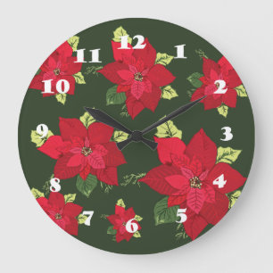 Reloj Redondo Grande Wall Clock Christmas Flowers
