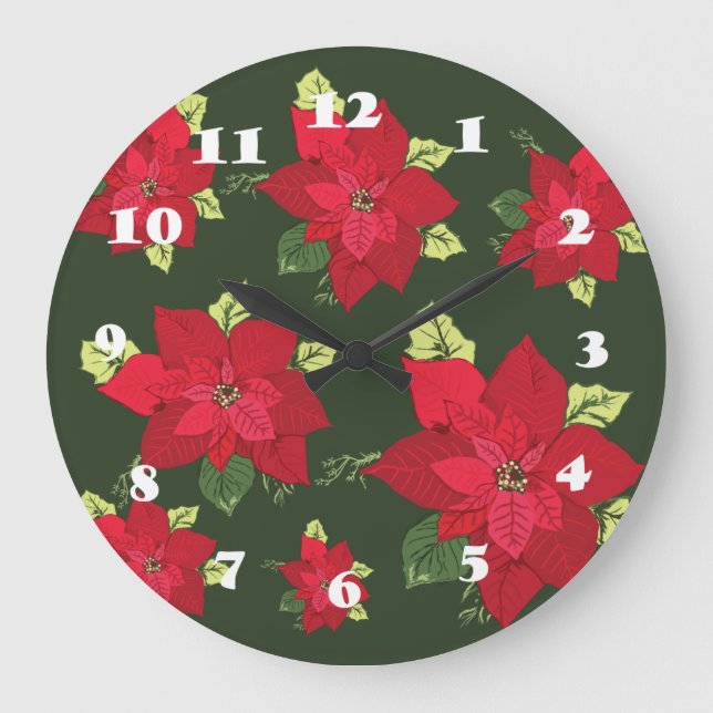 Reloj Redondo Grande Wall Clock Christmas Flowers (Anverso)