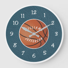 Reloj Redondo Grande Wall Clock for Basketball Fan personalize
