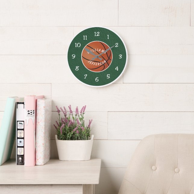 Reloj Redondo Grande Wall Clock for Basketball Fan personalize (Sala de lectura)