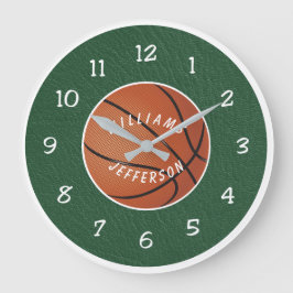 Reloj Redondo Grande Wall Clock for Basketball Fan personalize