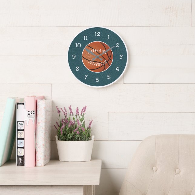 Reloj Redondo Grande Wall Clock for Basketball Fan personalize (Sala de lectura)