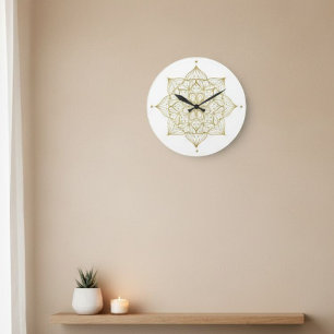 Reloj Redondo Grande Wall Clock - Luxury Stylized Golden Flower Design
