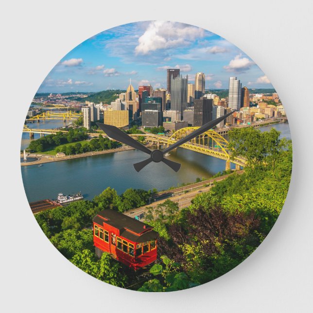 Reloj Redondo Grande Wall Clock Pittsburgh Photo Duquesne Incline (Anverso)