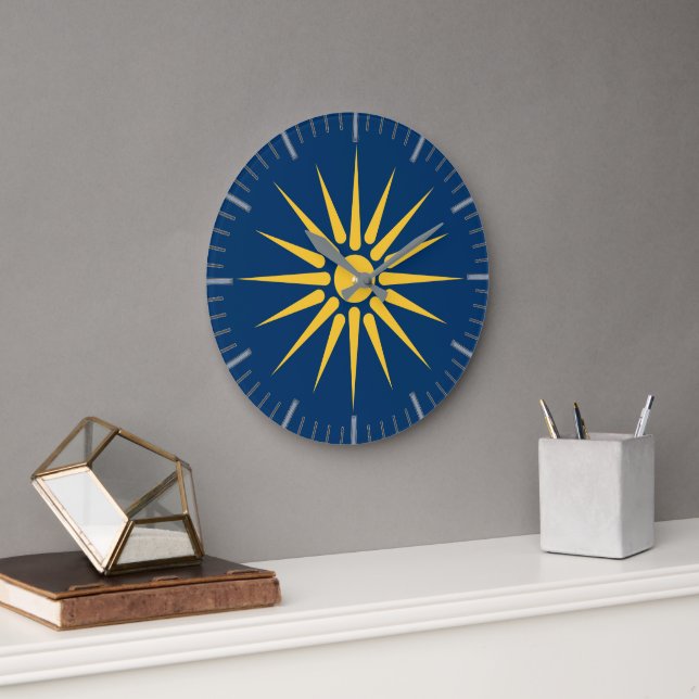 Reloj Redondo Grande Wall Clock with flag of Macedonia, Greece (Oficina)