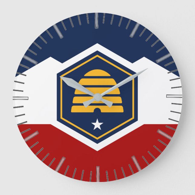 Reloj Redondo Grande Wall Clock with Flag of Utah, USA (Anverso)