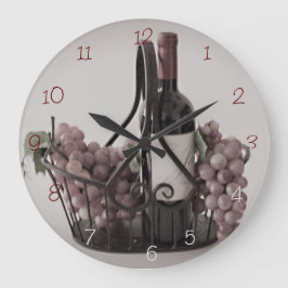 Reloj Redondo Grande Wall ClockOpt. 2 Basket w/ Wine and Grapes Large C