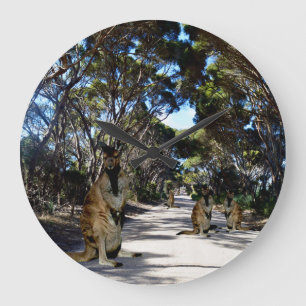Reloj Redondo Grande Wallaby australiano en carretera, reloj grande