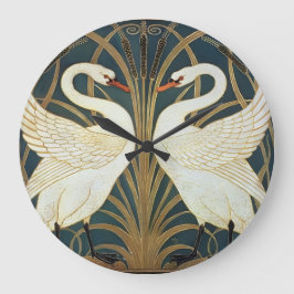 Reloj Redondo Grande Walter Crane Swan, Rush E Iris Art Nouveau