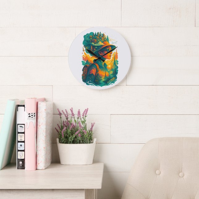 Reloj Redondo Grande Wander far. Dream big. Live free. (Sala de lectura)