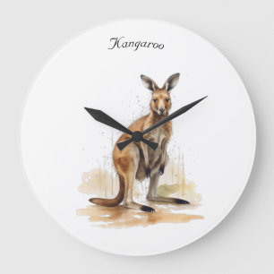 Reloj Redondo Grande Wanderer de Outback: personalizado canguro acuarel
