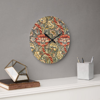 Reloj Redondo Grande Wandle de William Morris, Arte Textil Fino Vintage