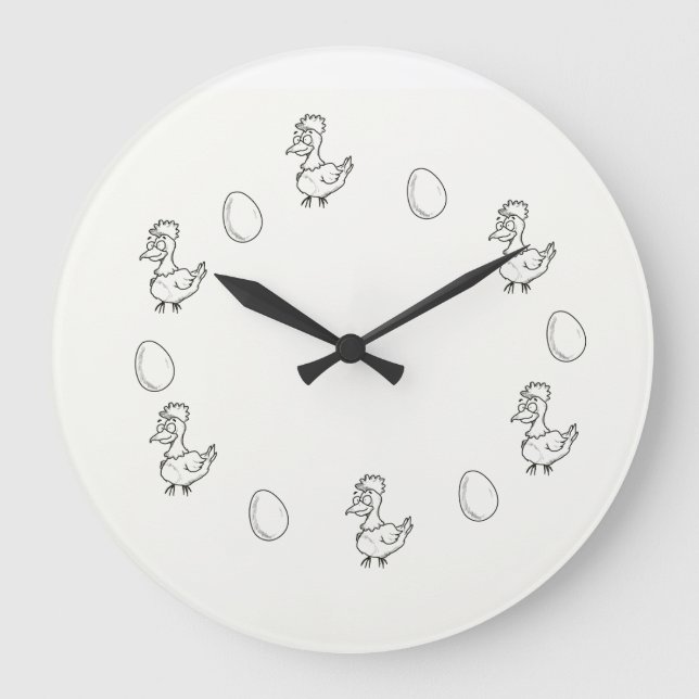 Reloj Redondo Grande ¡Wanduhr! ¡Das Huhn oder das Ei! ¡Muere Küchenuhr! (Anverso)