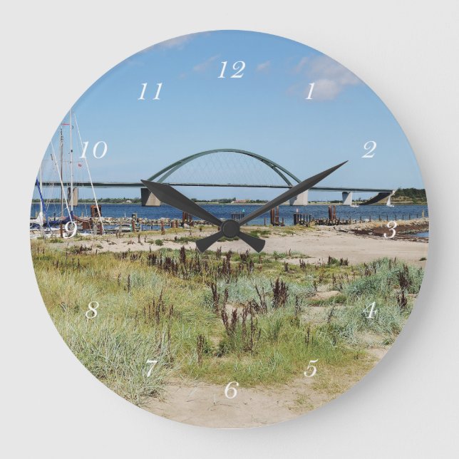 Reloj Redondo Grande Wanduhr Fehmarnsundbrücke y Fehmarnsund (Anverso)
