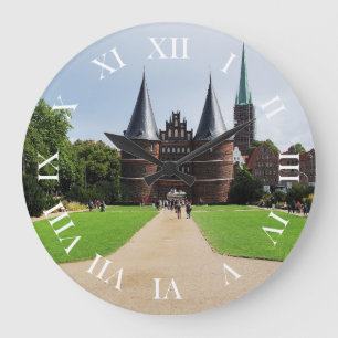 Reloj Redondo Grande Wanduhr redondo dígitos romanos Lübeck Holstentor