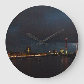 Reloj Redondo Grande Wanduhr Skyline Düsseldorf bei Nacht
