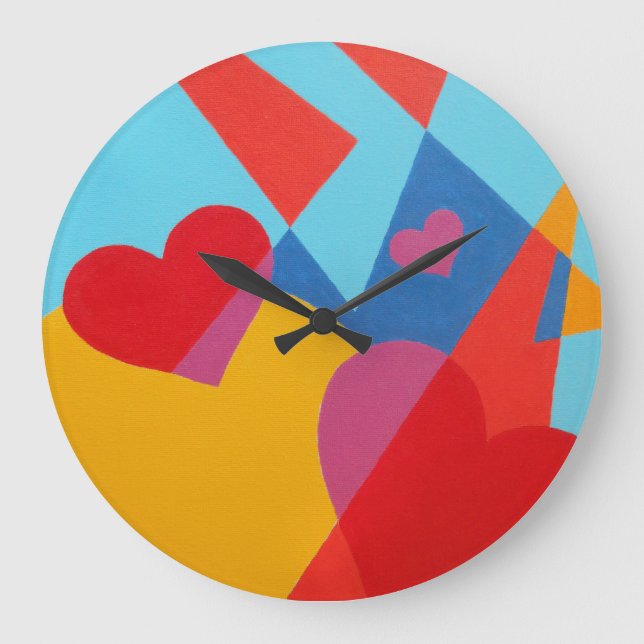 Reloj Redondo Grande Warmth and Joy Red Abstract Round Clock (Anverso)
