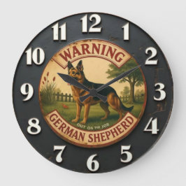 Reloj Redondo Grande Warning German Shepherd