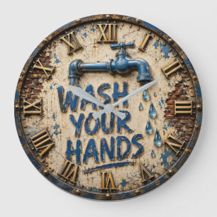 Reloj Redondo Grande Wash Your Hands Bathroom Rustic Farmhouse
