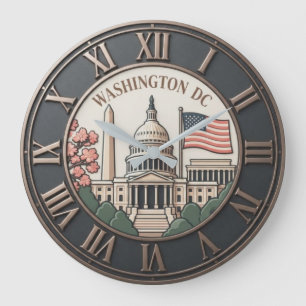 Reloj Redondo Grande Washington D.C. Capitol & American Flag