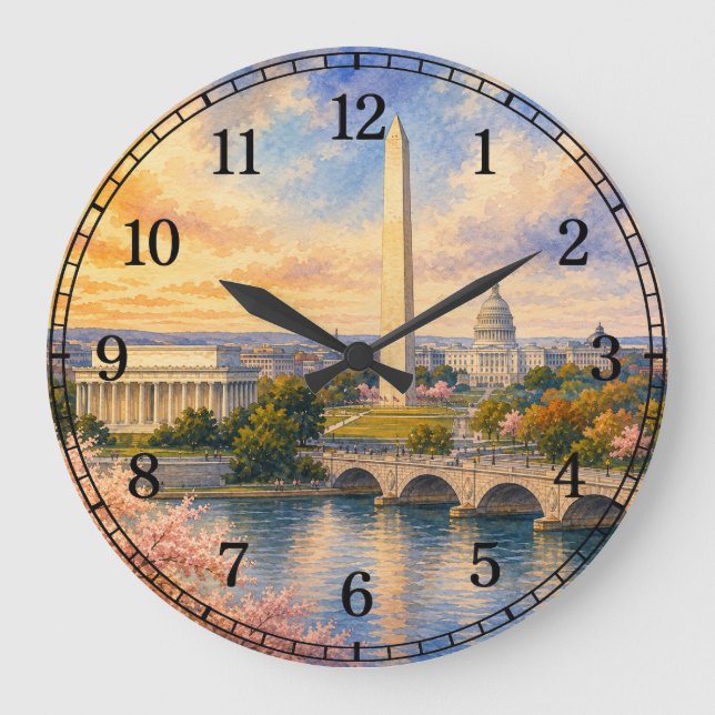 Reloj Redondo Grande Washington D.C. Wall Clock — Landmark Design (Anverso)