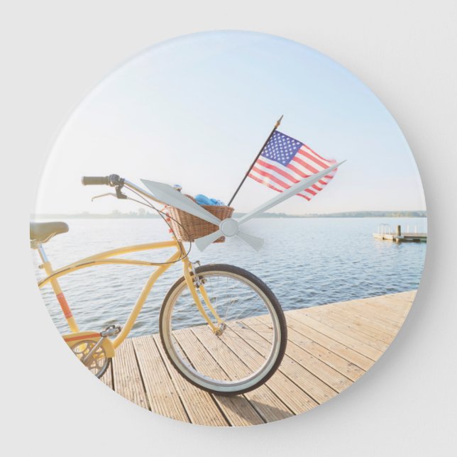 Reloj Redondo Grande Water | Bicycle By the Lake (Anverso)
