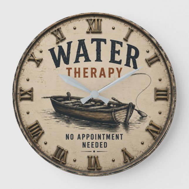 Reloj Redondo Grande Water Therapy Rustic Fisherman Gift  (Anverso)