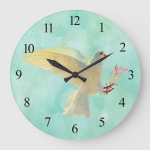 Reloj Redondo Grande Watercolor Dove 
