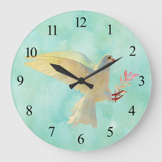 Reloj Redondo Grande Watercolor Dove  (Anverso)