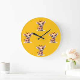 Reloj Redondo Grande Watercolor lindo bebé girafa Clock