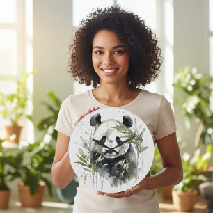 Reloj Redondo Grande Watercolor Panda Garden