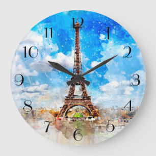 Reloj Redondo Grande Watercolor Paris