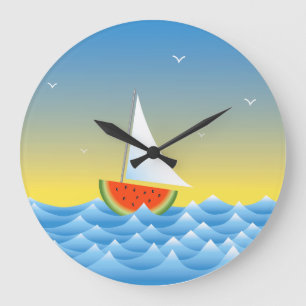 Reloj Redondo Grande Watermelon Sailboat