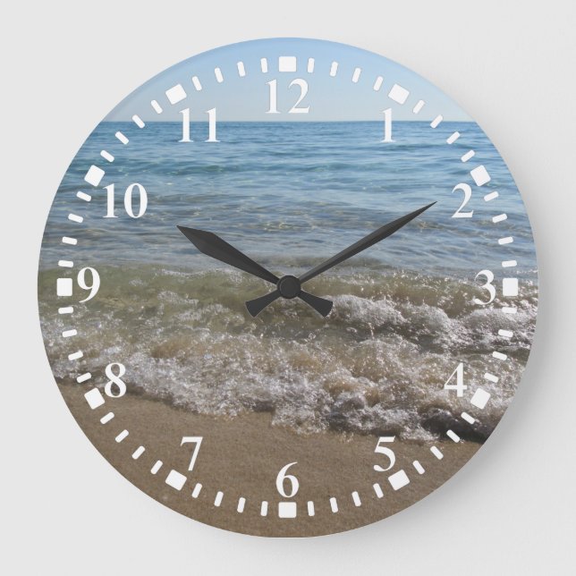 Reloj Redondo Grande Waves de playa de mar y arena (Anverso)