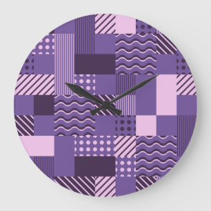 Reloj Redondo Grande Waves Stripes Dots: Modern Seamless.