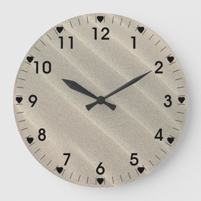 Reloj Redondo Grande Wavy Beach Sand Black Number (Anverso)
