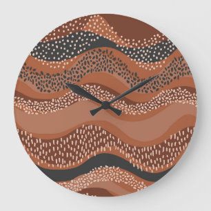 Reloj Redondo Grande Wavy Natural Geo: Minimalista sin Mar.