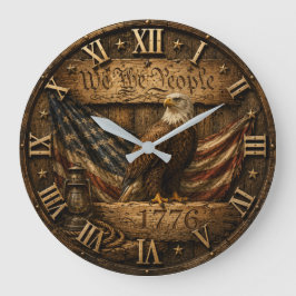 Reloj Redondo Grande We the People 1776 Rustic American Flag