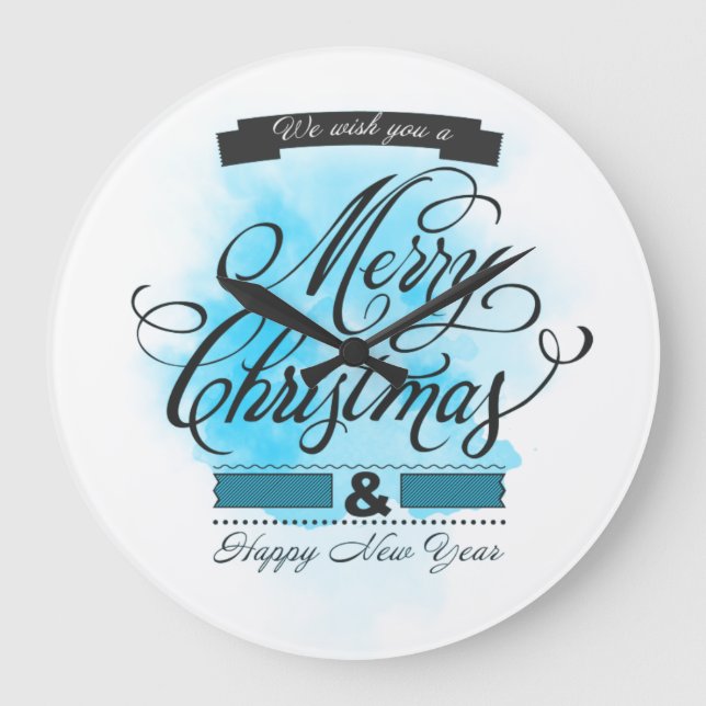 Reloj Redondo Grande We wish you a Merry Christmas & Happy New Year (Anverso)