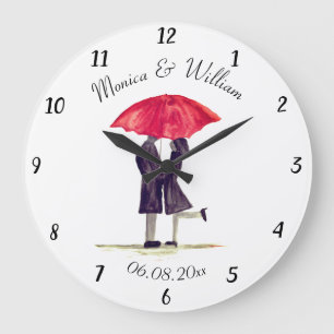 Reloj Redondo Grande Wedding couple Just married chic watercolor 