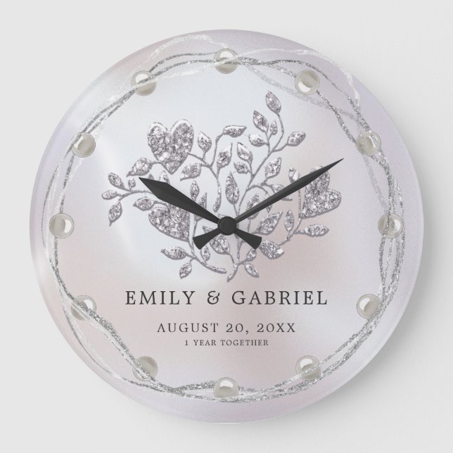 Reloj Redondo Grande Wedding First Anniversary Large Clock (Anverso)